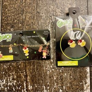 Grinch Charm Bracelet and Earrings Set
